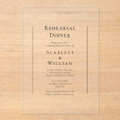 Invitations En Acrylique Dîner simple traditionnel Mariage (Recto)