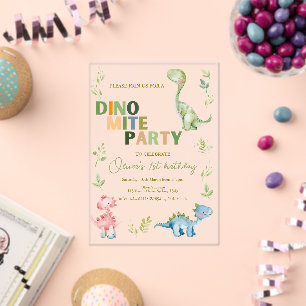 Invitations En Acrylique Dino-mite 1ère fête d'anniversaire