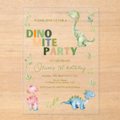 Invitations En Acrylique Dino-mite 1ère fête d'anniversaire (Recto)