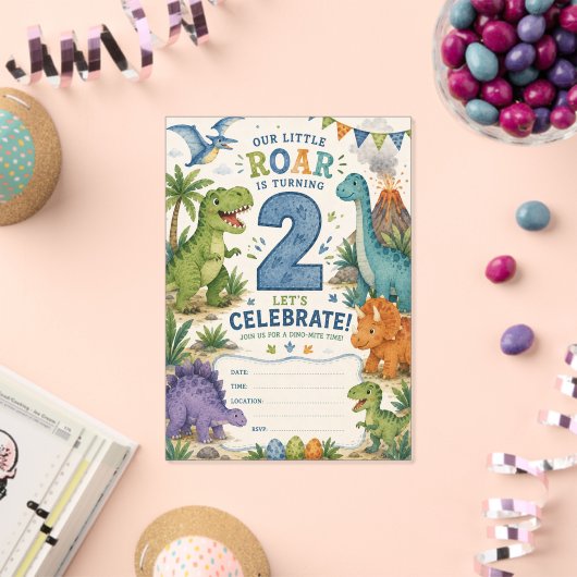 Invitations En Acrylique Dino-Mite 2e anniversaire  (Insitu (Célébration))