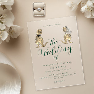 Invitations En Acrylique Dinosaur thème Mariage Vert