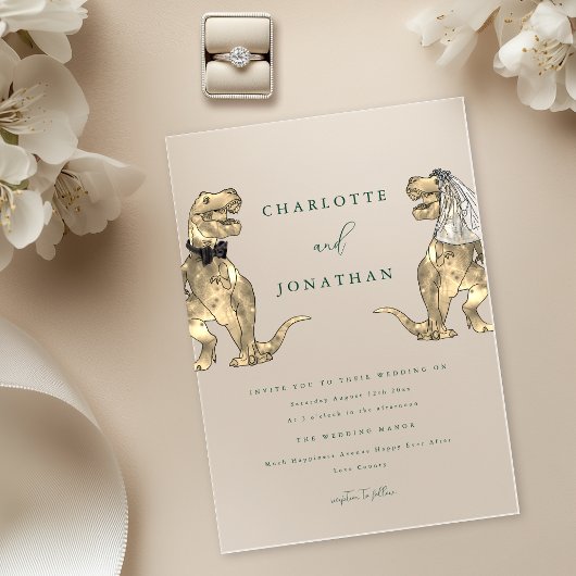 Invitations En Acrylique Dinosaur thème Mariage vert