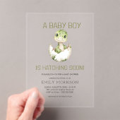 Invitations En Acrylique Dinosaure mignon éclosion Bientôt bébé garçon douc (In situ (ordinateur de poche))