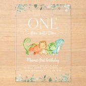 Invitations En Acrylique Dinosaures mignons, T-Rex, Jurassique, Premier Ann (Recto)