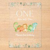 Invitations En Acrylique Dinosaures mignons, T-Rex, Jurassique, Premier Ann (Recto)