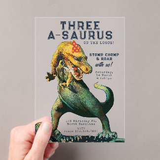 Invitations En Acrylique Dinosaurs Tyrannosaurus Rex Vintage Birthday Party