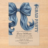 Invitations En Acrylique Diplôme à nœud en jean en denim (Recto)