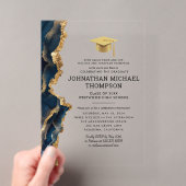 Invitations En Acrylique Diplôme Agate Bleu Or Diplôme (In situ (ordinateur de poche))