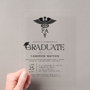 Invitations En Acrylique Diplômé assistant de médecin École de PA Diplôme