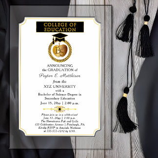 Invitations En Acrylique Diplôme de la Faculté d'Éducation Pomme d'Or Remis