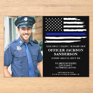Invitations En Acrylique Diplôme de la police Ligne bleue du maintien de l'