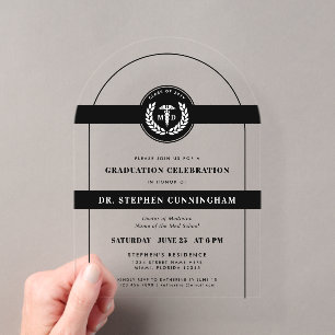 Invitations En Acrylique Diplômé de l'école de médecine moderne MD Doctor o