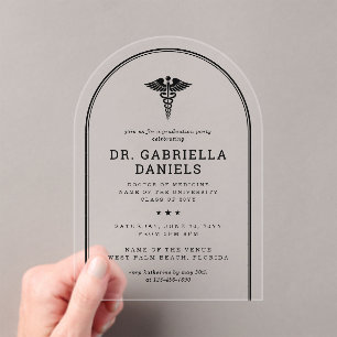 Invitations En Acrylique Diplômé de l'école de médecine moderne Médecin Pro