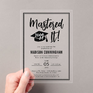 Invitations En Acrylique Diplôme de Master Moderne Réussi  