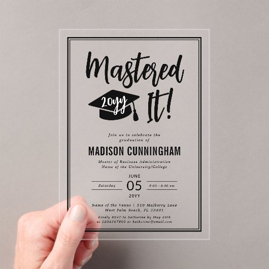 Invitations En Acrylique Diplôme de Master Moderne Réussi (In situ (ordinateur de poche))