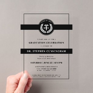 Invitations En Acrylique Diplômé de médecine moderne MD Promotion de l'écol
