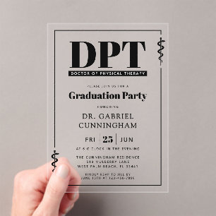 Invitations En Acrylique Diplôme DPT moderne en thérapie physique