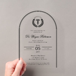 Invitations En Acrylique Diplôme élégant et minimaliste de l'école de médec