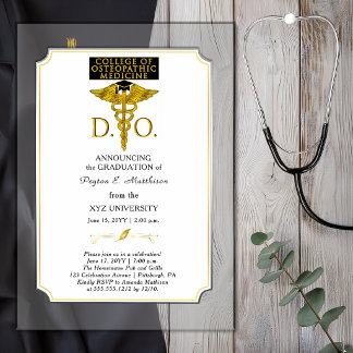 Invitations En Acrylique Diplômé en médecine ostéopathique DO 