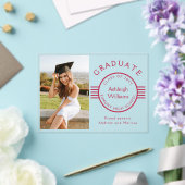 Invitations En Acrylique Diplômé en photo moderne Magenta Stripes Graduatio (Insitu (Mariage))