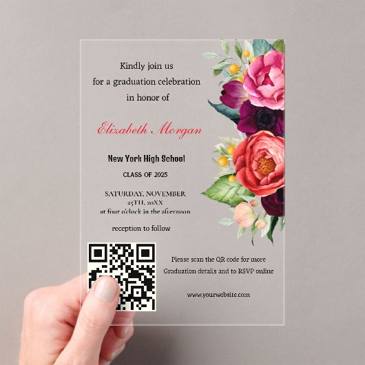 Invitations En Acrylique Diplôme moderne de code QR 2025 (In situ (ordinateur de poche))