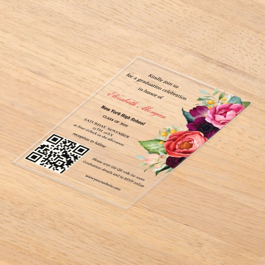 Invitations En Acrylique Diplôme moderne de code QR 2025 (Poser)