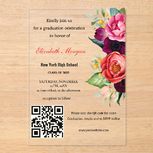 Invitations En Acrylique Diplôme moderne de code QR 2025