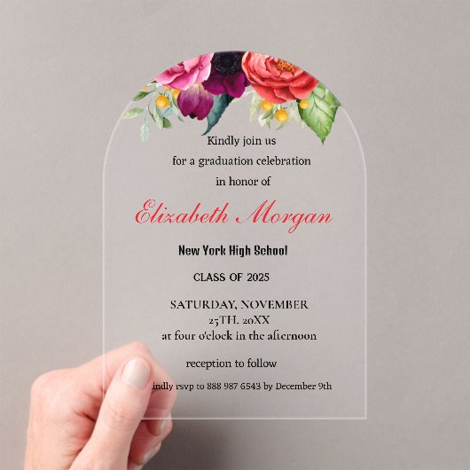 Invitations En Acrylique Diplôme moderne de code QR 2025 (In situ (ordinateur de poche))