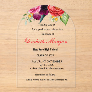 Invitations En Acrylique Diplôme moderne de code QR 2025