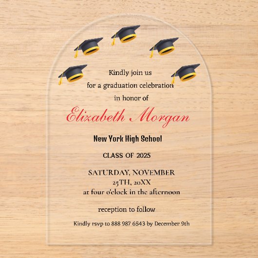 Invitations En Acrylique Diplôme moderne de code QR 2025 (Recto)