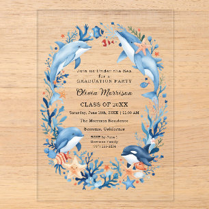Invitations En Acrylique Diplôme Océan Bleu Sous la Mer