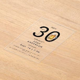 Invitations En Acrylique Dirty 30 Faisons la bière Surprise Anniversaire