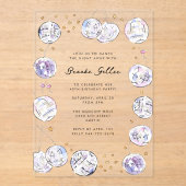 Invitations En Acrylique Disco Ball Watercolor fête d'anniversaire (Recto)
