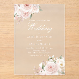 Invitations En Acrylique Divine Blush Wonderful Floral Wedding