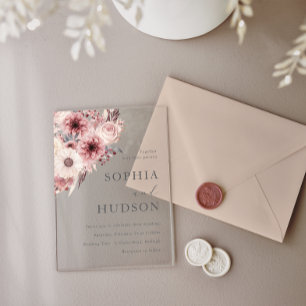 Invitations En Acrylique Divine Boho Blush & Mariage Rose