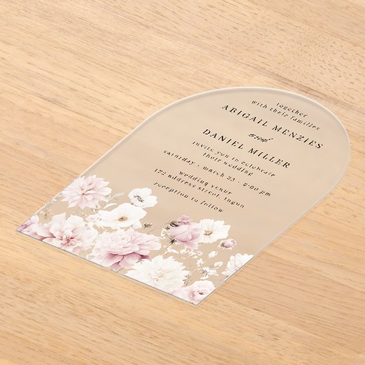 Invitations En Acrylique Divine Elegant Blush & White Floral Mariage (Poser)