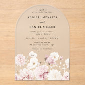Invitations En Acrylique Divine Elegant Blush & White Floral Mariage (Recto)