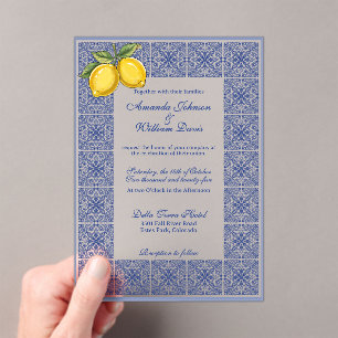 Invitations En Acrylique Dolce Vita - Mariage de carreaux et citrons italie