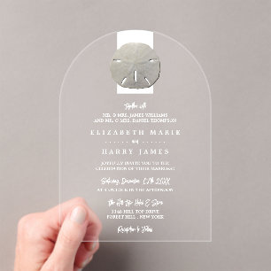 Invitations En Acrylique Dollar de Sable Solitaire - Gris Charbon - Mariage