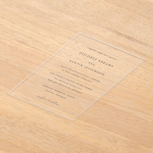 Invitations En Acrylique Dolores Classique Mariage élégant (Poser)