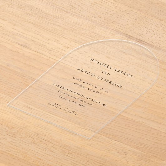 Invitations En Acrylique Dolores Classique Mariage élégant Enregistrer la d (Poser)