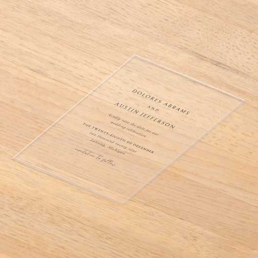 Invitations En Acrylique Dolores Classique Mariage élégant Enregistrer la d (Poser)