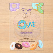 Invitations En Acrylique Donut 1er anniversaire bébé garçon (Recto)