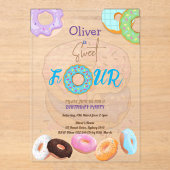 Invitations En Acrylique Donut garçon de 4 ans (Recto)
