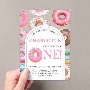 Invitations En Acrylique Donut Motif 1er Anniversaire fête première douce u