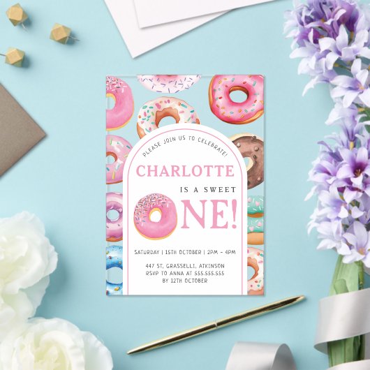Invitations En Acrylique Donut Motif 1er Anniversaire fête première douce u (Insitu (Mariage))