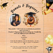 Invitations En Acrylique Donuts et Degrees Photo Graduation Party