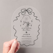 Invitations En Acrylique Doodle Champagne Whimsical Bow Mariage (In situ (ordinateur de poche))