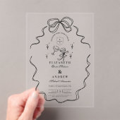 Invitations En Acrylique Doodle Champagne Whimsical Bow Mariage (In situ (ordinateur de poche))