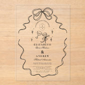 Invitations En Acrylique Doodle Champagne Whimsical Bow Mariage (Recto)